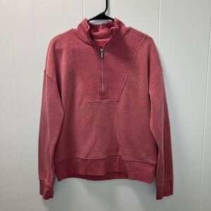 Freely Womens 1/4‎ Zip Pullover Sweater Size M Heather Red Casual Loungewear